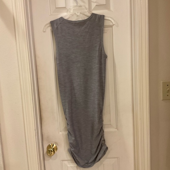 Lululemon In The Flow Tank Dress, Heathered Gray, Ruched Sides, Round Neck, Sz 4 - Picture 8 of 10